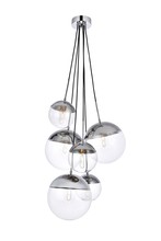 Elegant LD6095C - Eclipse 6 Lights Chrome Pendant With Clear Glass