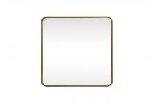 Elegant MR803030BR - Soft corner metal square mirror 30x30 inch in Brass