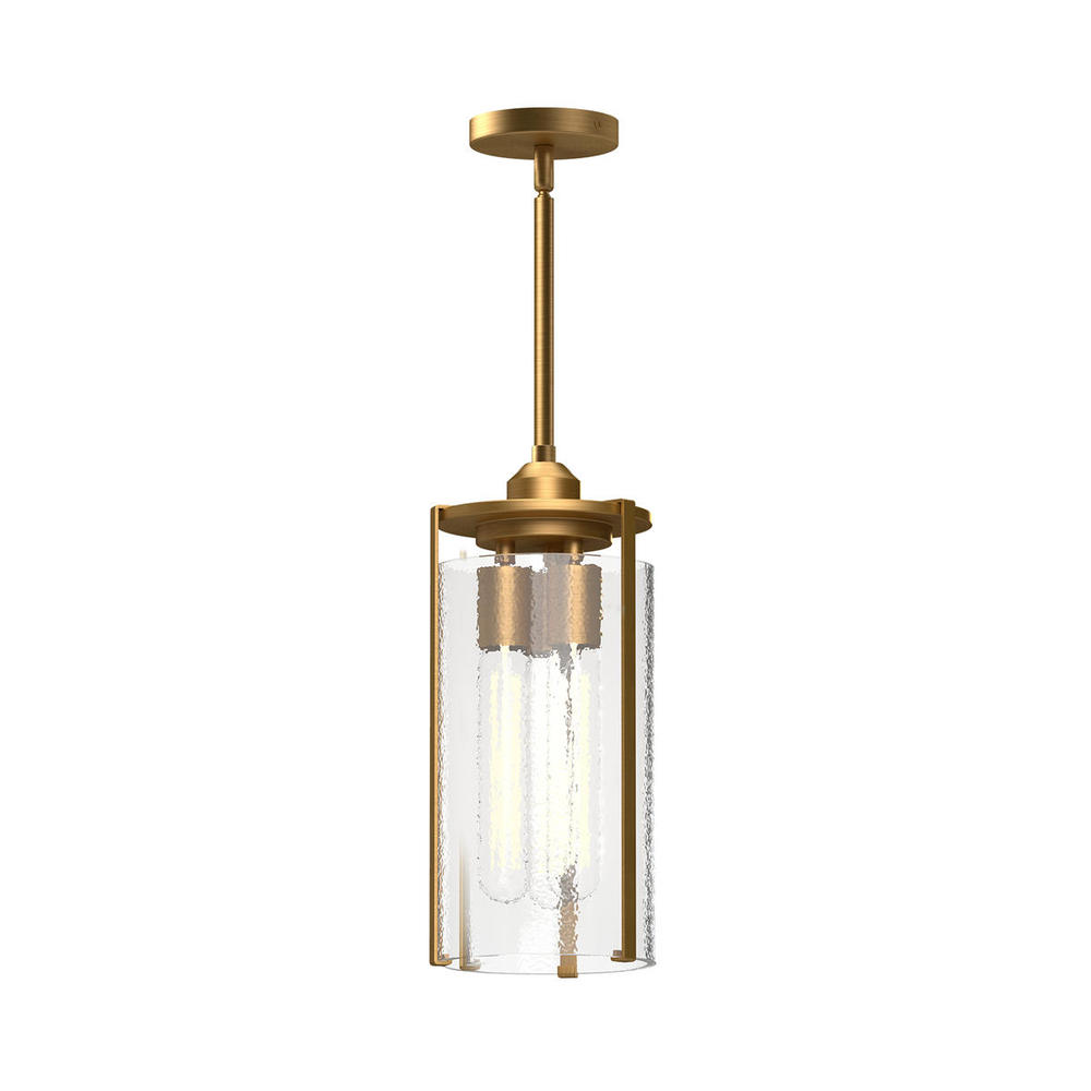Belmont 5-in Aged Gold/Clear Water Glass 1 Light Pendant
