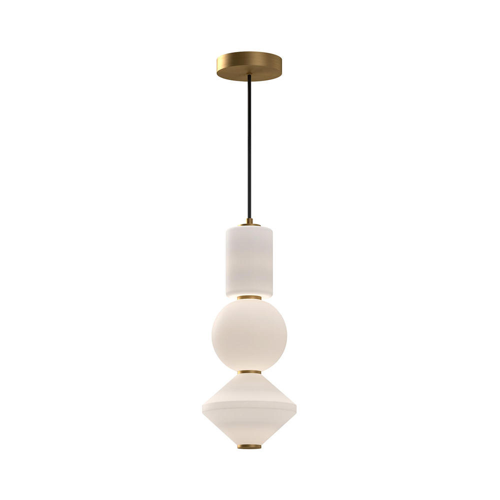 Bijou 8-in Aged Gold/Opal Matte Glass LED Pendant