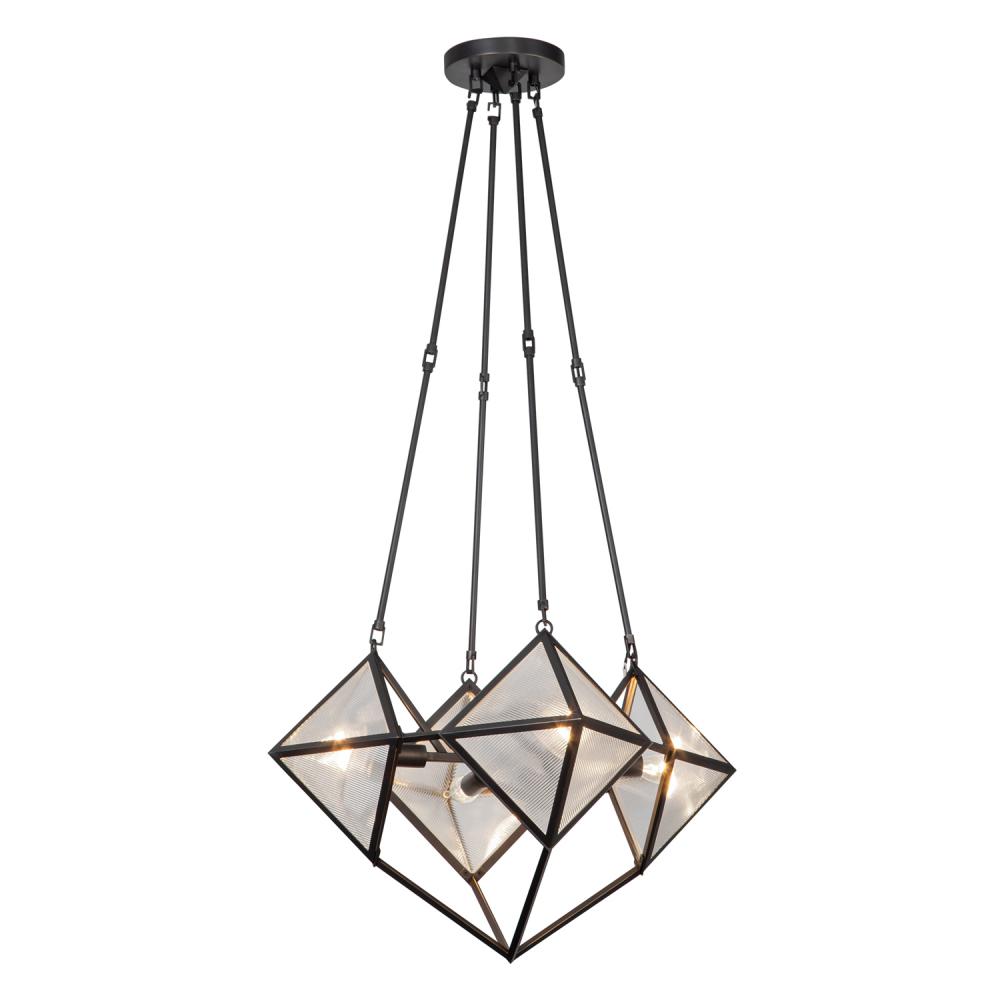 Cairo 21-in Ribbed Glass/Urban Bronze 4 Lights Chandeliers