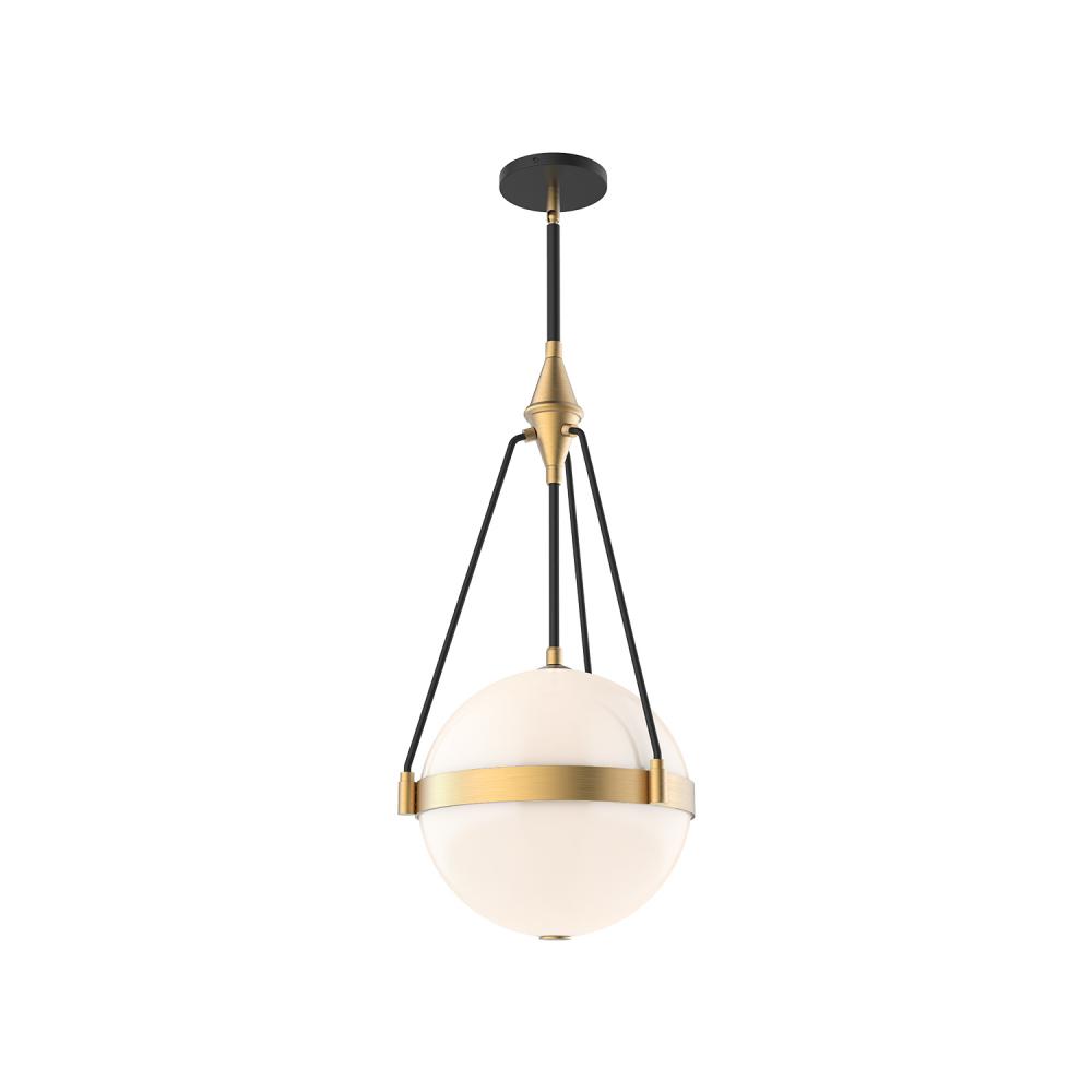 Harmony 14-in Brushed Gold/Glossy Opal Glass 3 Lights Pendant