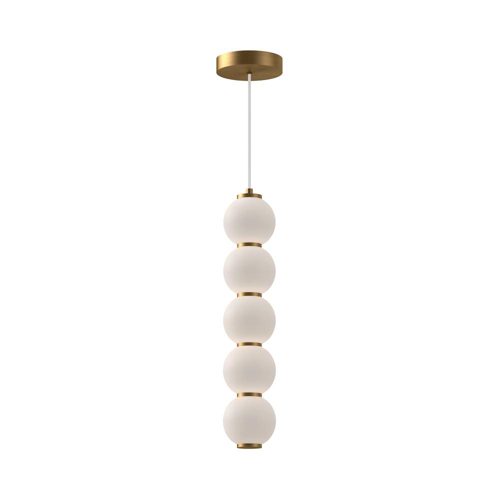 Bijou 5-in Aged Gold/Opal Matte Glass LED Pendant