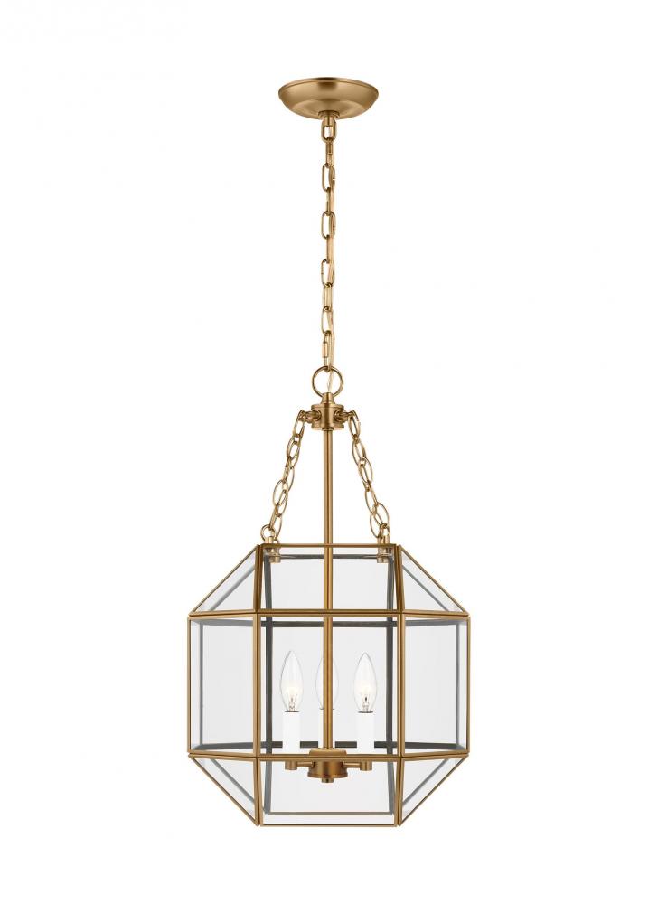 Morrison modern 3-light indoor dimmable small ceiling pendant hanging chandelier light in satin bras