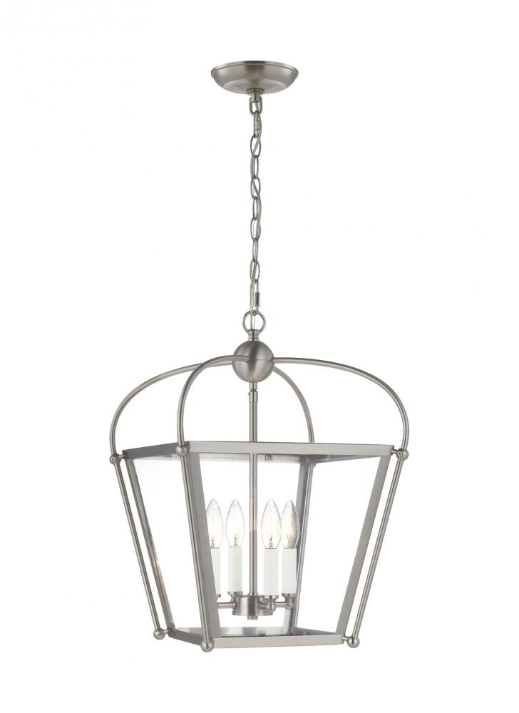 Charleston transitional 4-light indoor dimmable small ceiling pendant hanging chandelier light in br