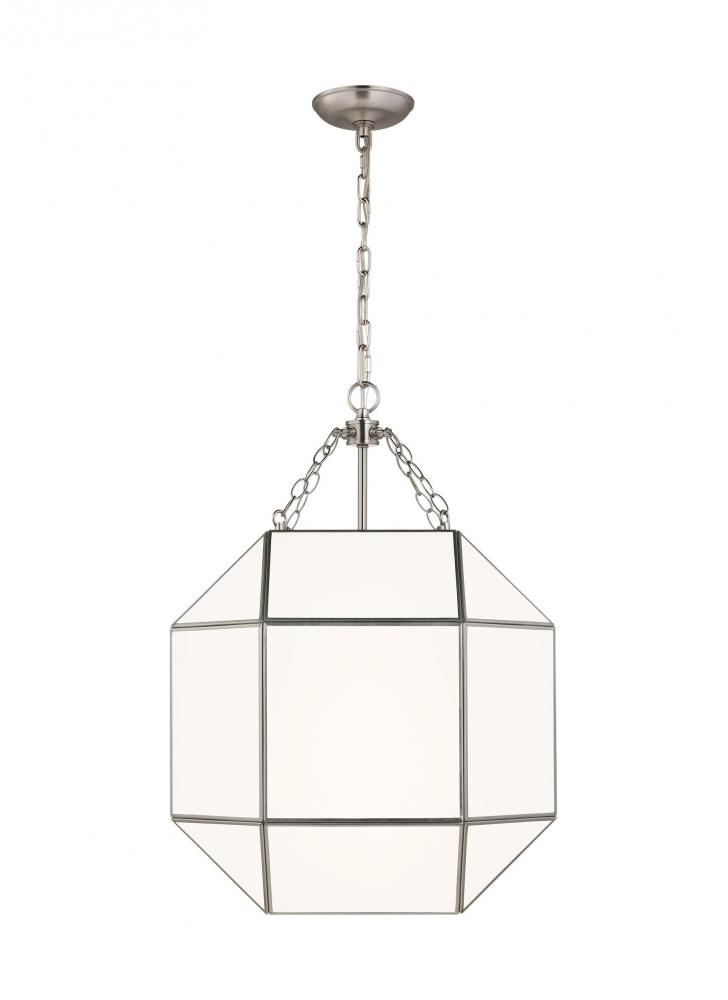 Morrison modern 3-light LED indoor dimmable medium ceiling pendant hanging chandelier light in brush