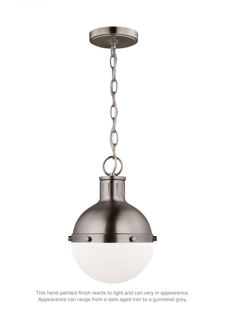 Hanks transitional 1-light indoor dimmable mini ceiling hanging single pendant light in antique brus