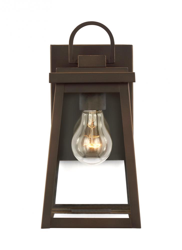 Founders modern 1-light LED outdoor exterior small wall lantern sconce in antique bronze finish with