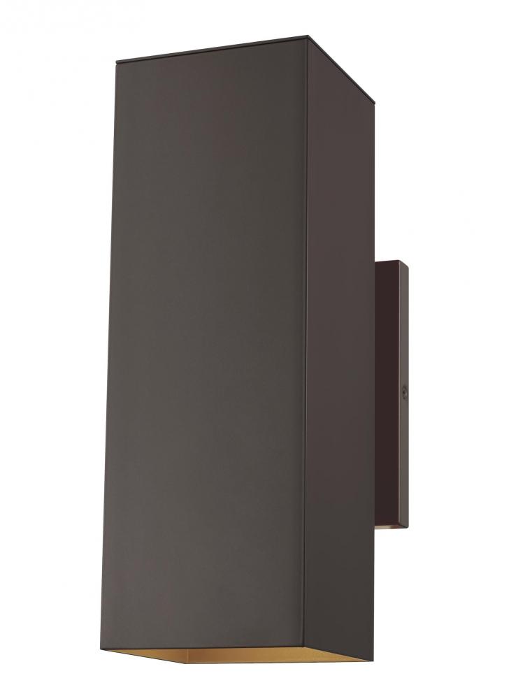 Pohl modern 2-light outdoor exterior Dark Sky compliant medium wall lantern in bronze finish with al