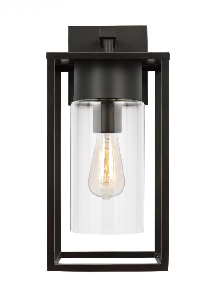 Vado transitional 1-light LED outdoor exterior large wall lantern sconce in antique bronze finish wi