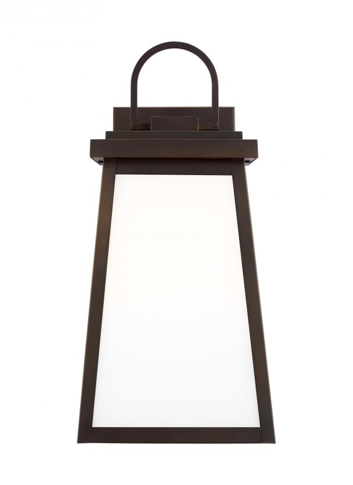 Founders modern 1-light LED outdoor exterior large wall lantern sconce in antique bronze finish with