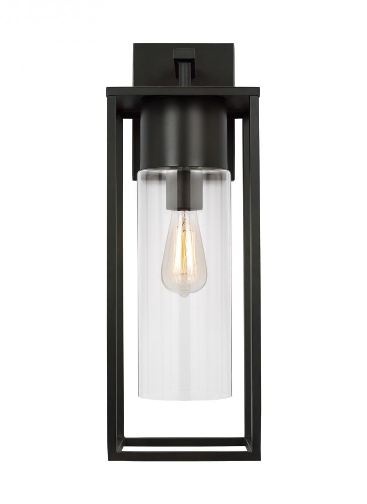 Vado transitional 1-light LED outdoor exterior extra large wall lantern sconce in antique bronze fin