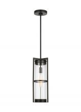 Visual Comfort & Co. Studio Collection 6226701-71 - Alcona transitional 1-light outdoor exterior pendant lantern in antique bronze finish with clear flu