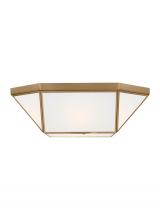Visual Comfort & Co. Studio Collection 7579452EN3-848 - Morrison modern 2-light LED indoor dimmable ceiling flush mount in satin brass gold finish with smoo