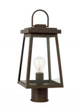 Visual Comfort & Co. Studio Collection 8248401EN7-71 - Founders modern 1-light LED outdoor exterior post lantern in antique bronze finish with clear glass