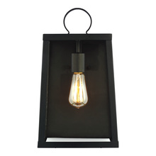Visual Comfort & Co. Studio Collection 8737101-12 - Marinus modern 1-light outdoor exterior large wall lantern sconce in black finish with clear glass p
