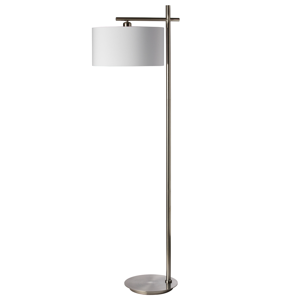 1 Light Floor Lamp, Satin Chrome Finish