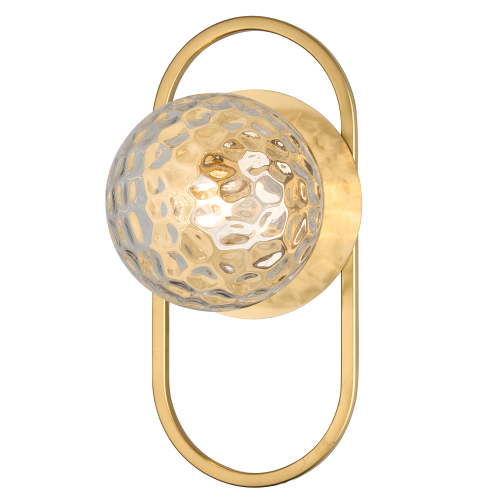 1LT Wall Sconce, AGB w/ CLR Hammered Glass