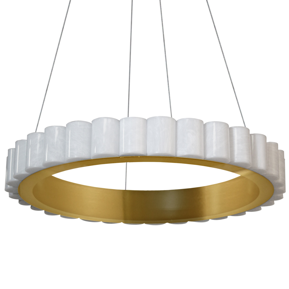 30W Chandelier, AGB w/ Faux Alabaster Acrylic