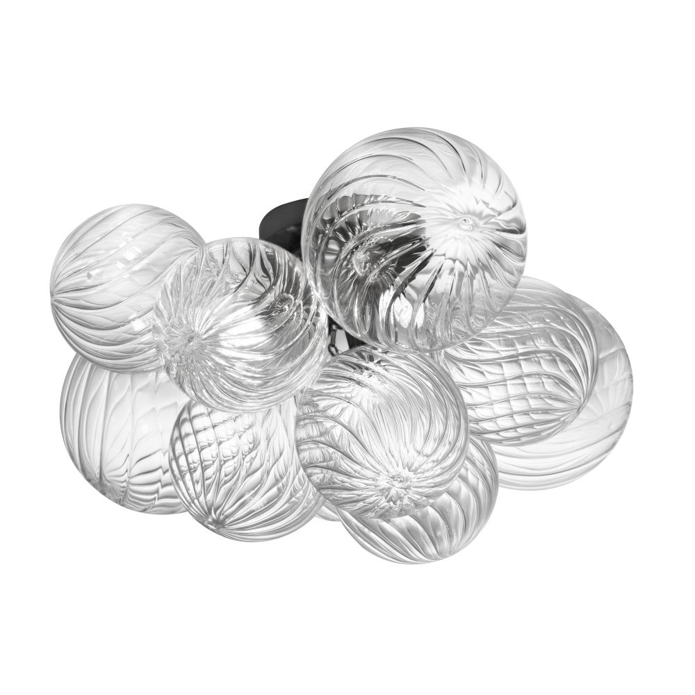 3LT Flush Mount, MB w/ CLR Spiral Glass