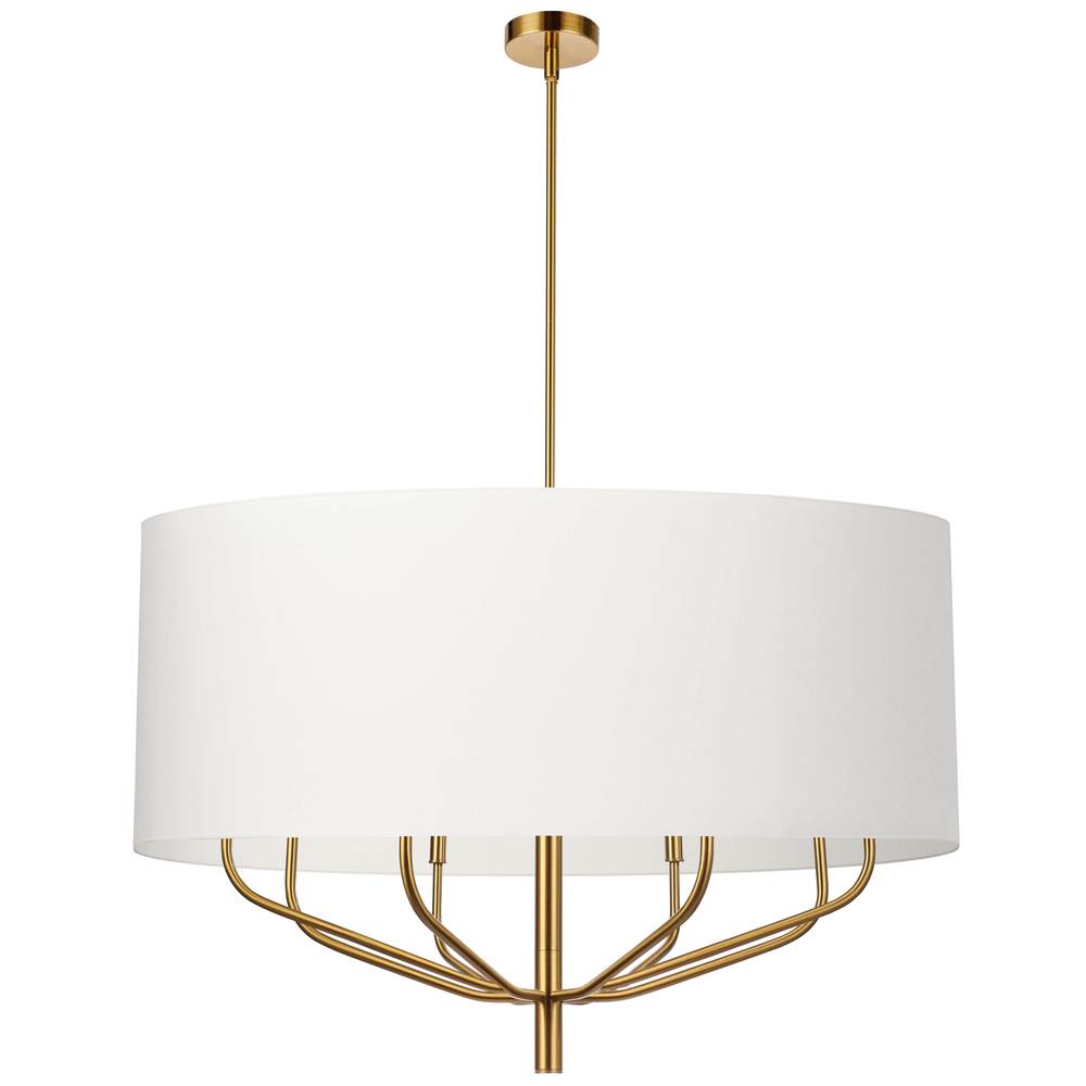 8LT Incandescent Chandelier, AGB w/ WH Shade