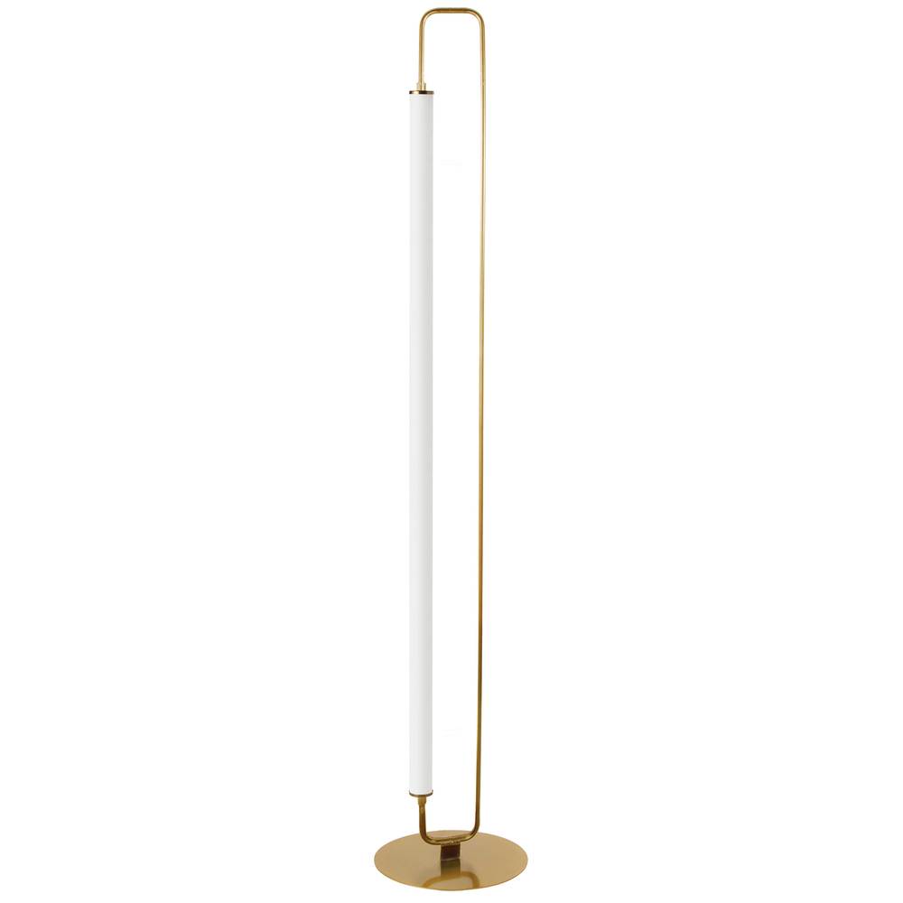 1 Light LED Freya Floor Lamp Aged Brass w/ White Acrylic