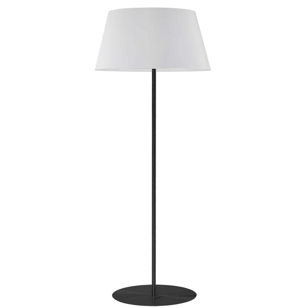 1 Light Incandescent Round Base Floor Lamp Matte Black with White Shade