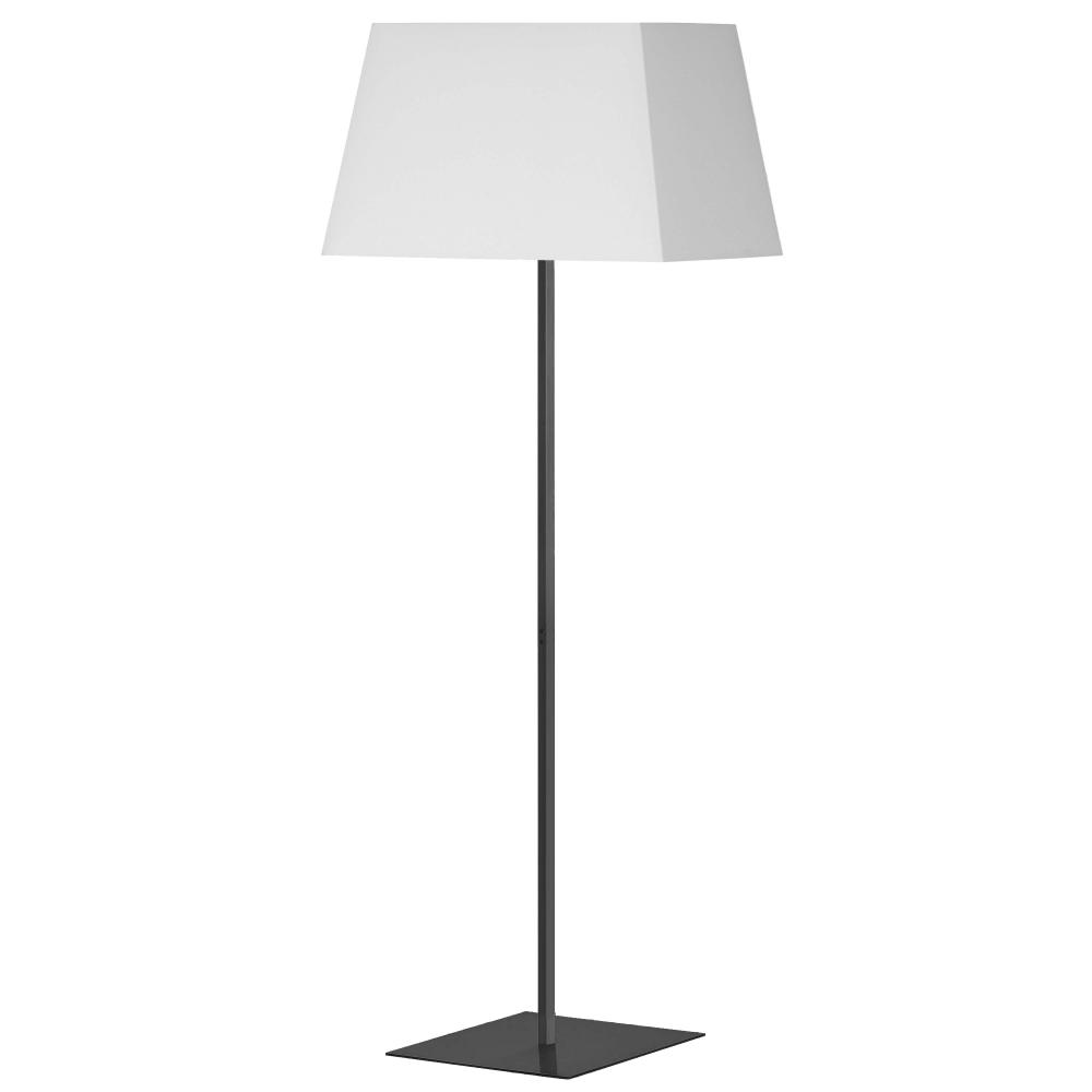 1 Light Incandescent Square Base Floor Lamp Matte Black with White Shade