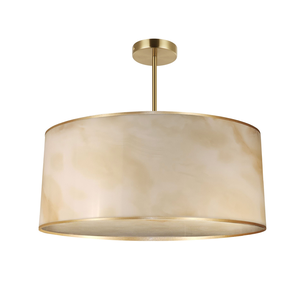 4 Light Incandescent Pendant, Aged Brass w/ Marble Alabaster