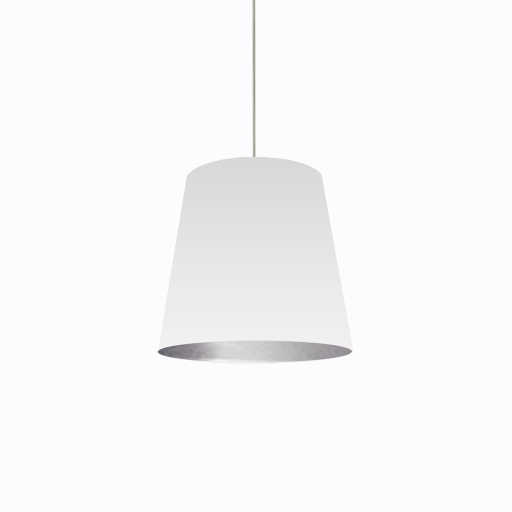 1LT Oversized Drum Pendant, Medium - Wht/Slv