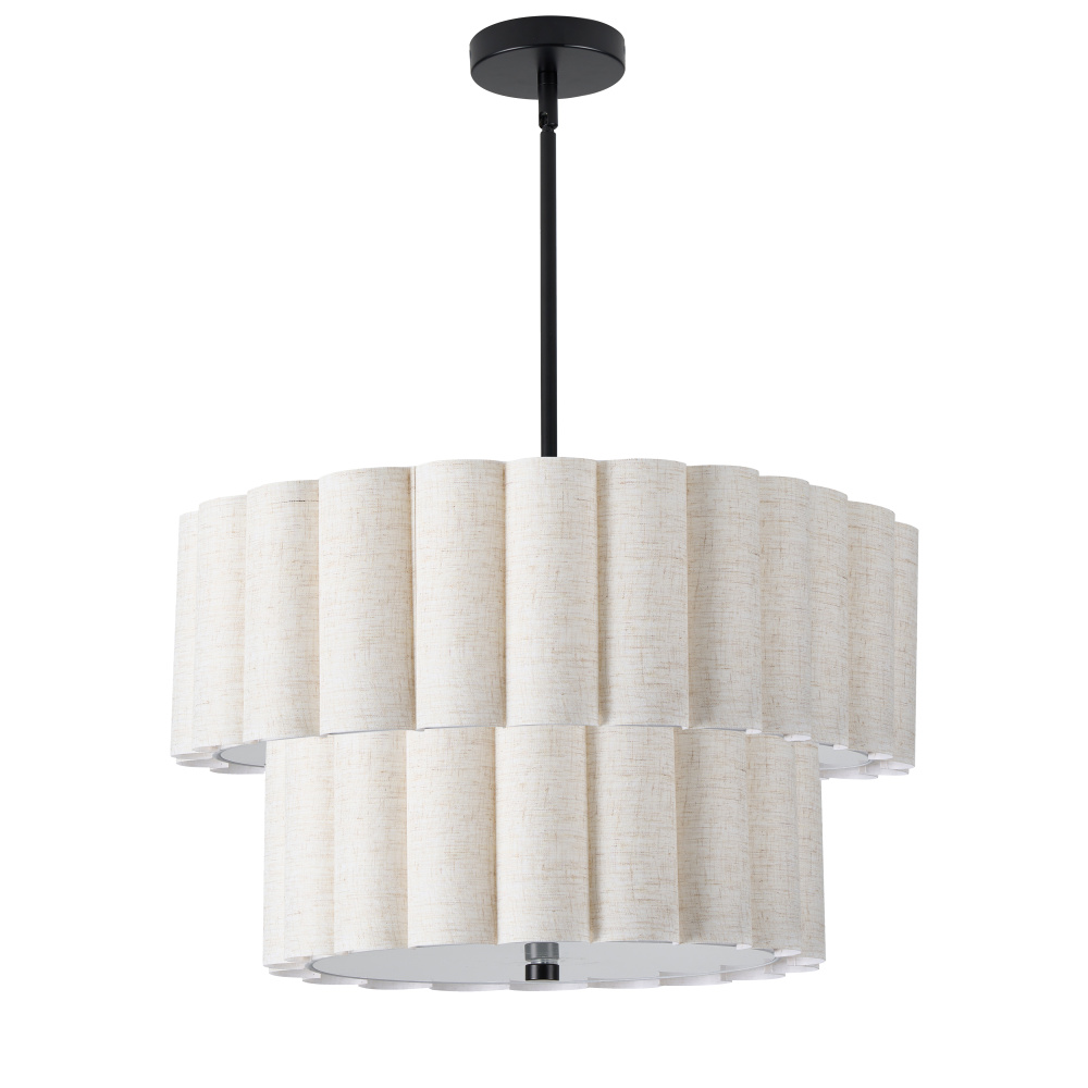 4LT MB 2 Tier Pendant w/ FX Scallop Shades