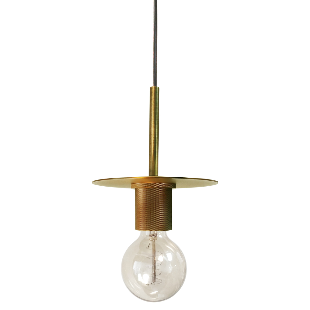 1 Light Incandescent Pendant, Aged Brass