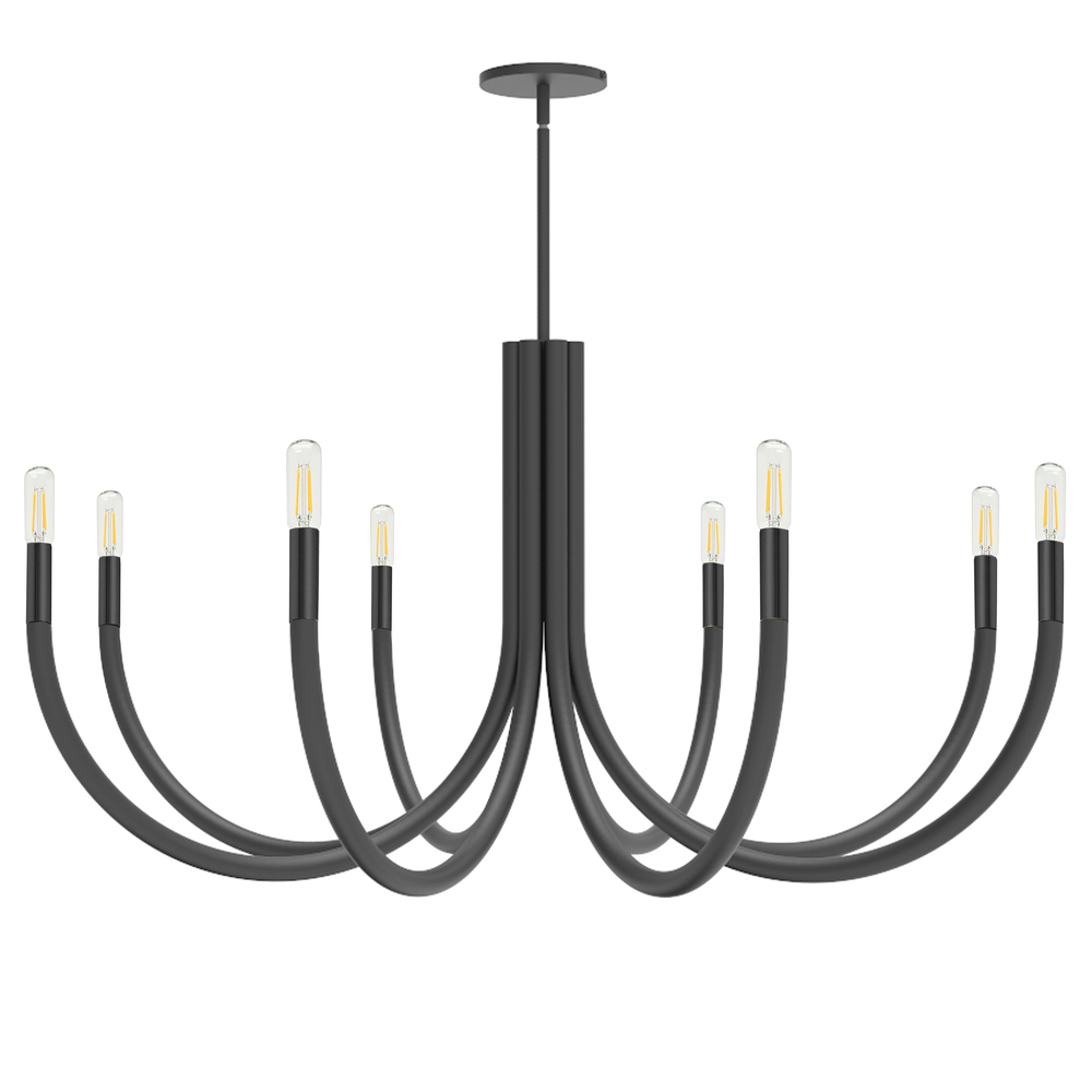 8 Light Incandescent Chandelier, Matte Black