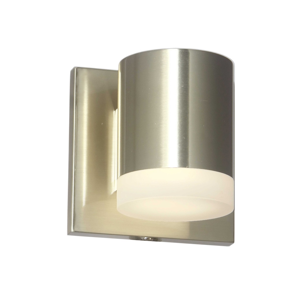 7W Wall Sconce, Aged Brass w/ Frosted Acrylic Diffuser