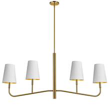 Dainolite ELN-534HC-AGB-692 - 4 Light Incandescent Horizontal Chandelier Aged Brass with White Shades