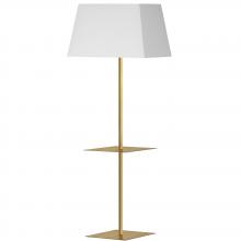 Dainolite GTC-S641F-AGB-WH - 1 Light Incandescent Square Base Floor with Shelf Aged Brass with White Shade