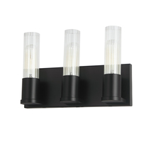 Dainolite TBE-123W-MB - 3 Light Incandescent Vanity, Matte Black w/ Clear Fluted Glass