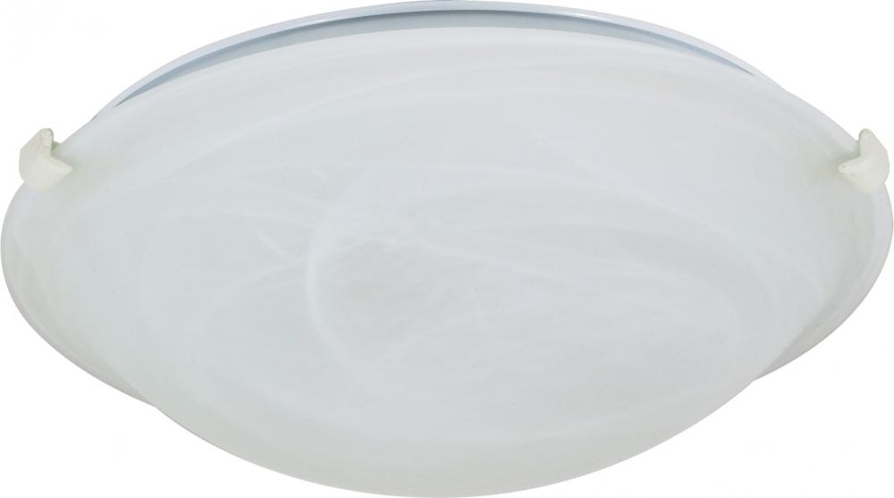 1 Light - 12" Flush with Alabaster Glass - Textured White Finish