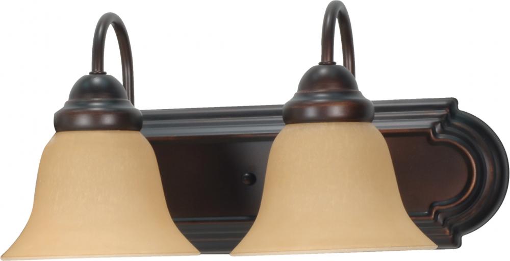 2-Light 18" Vanity Lighting Fixture in Mahogany Bronze Finish with Champagne Linen Glass and (2)