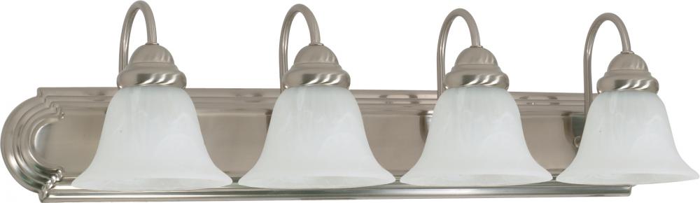 4-Light Vanity Light Fixture in Brushed Nickel Finish with Alabaster Glass and (4) 13W GU24 Lamps