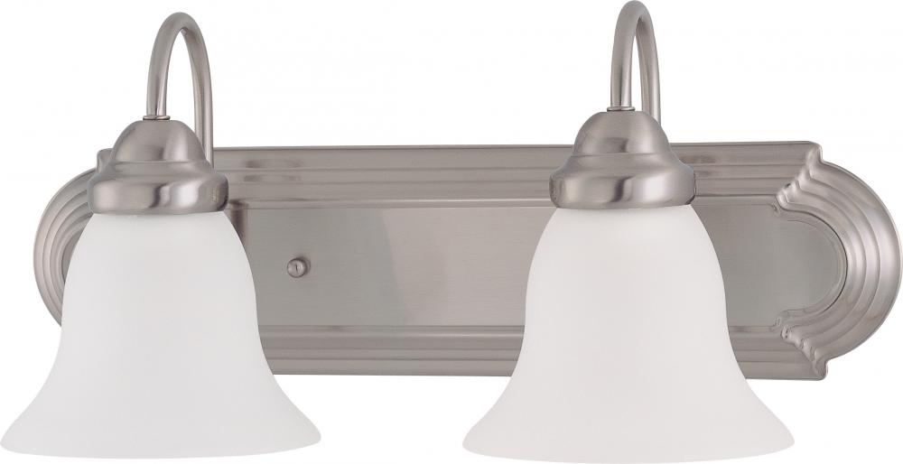 2-Light Vanity Fixture in Brushed Nickel Finish with Frosted White Glass and (2) 13W GU24 Lamps