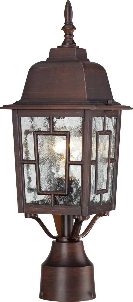 Banyan - 1 Light 17" Post Lantern with Clear Water Glass - Rustic Bronze Finish