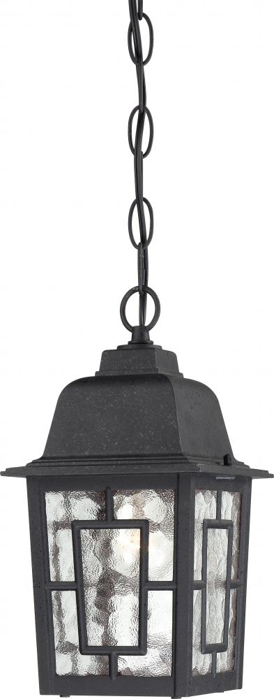 Banyan - 1 Light 11" Hanging Lantern with Clear Water Glass - Textured Black Finish