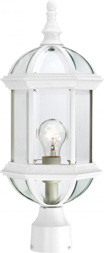 Boxwood - 1 Light 19" Post Lantern with Clear Beveled Glass - White Finish