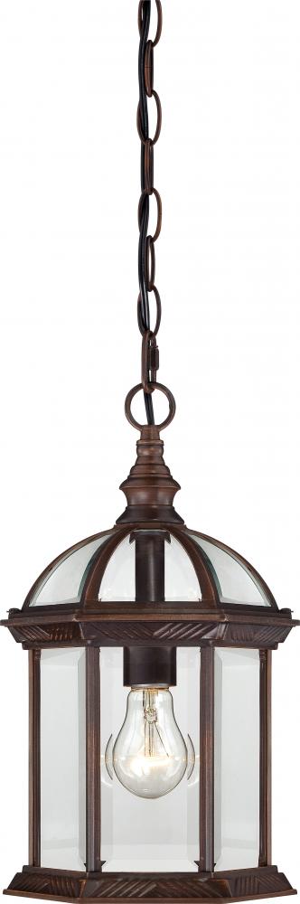 Boxwood - 1 Light 14" Hanging Lantern with Clear Beveled Glass - Rustic Bronze Finish