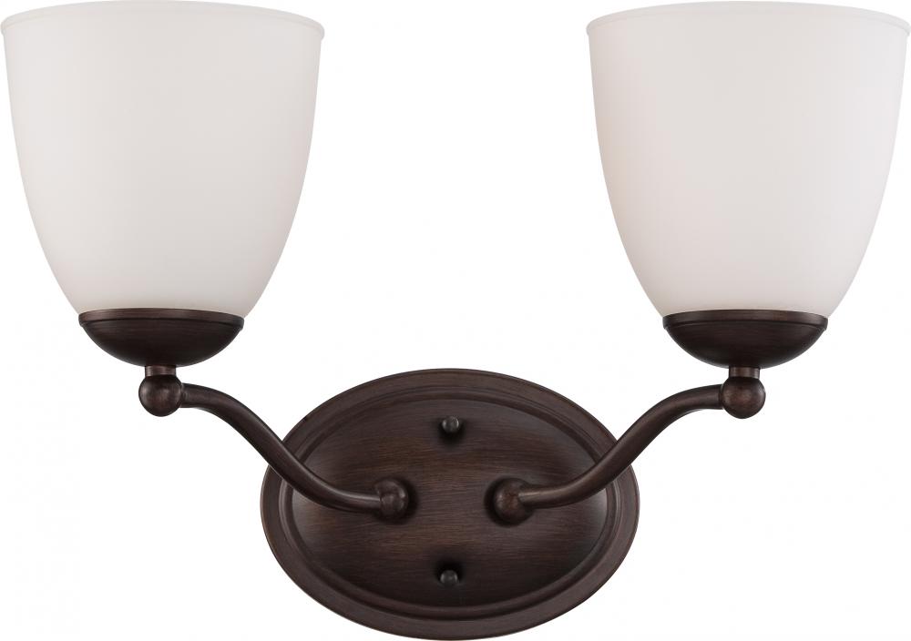 2-Light Wall Mounted Vanity Light Fixture in Prairie Bronze Finish and Frosted Glass