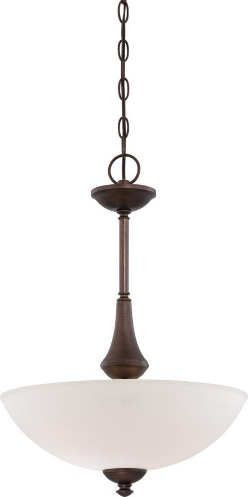 3-Light Pendant Light Fixture in Prairie Bronze Finish and Frosted Glass