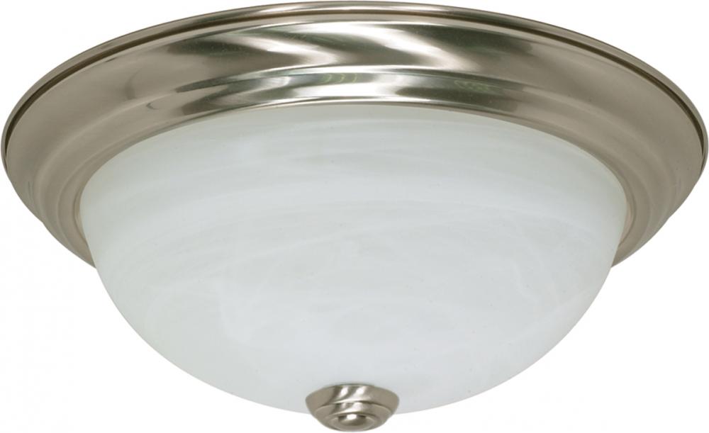 2 Light - 11" - Flush Mount - Alabaster Glass; Color retail packaging