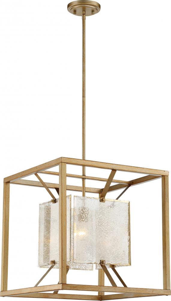 Stanza - 1 Light Large Pendant with Antique Mirror Glass - Antique Gold Finish