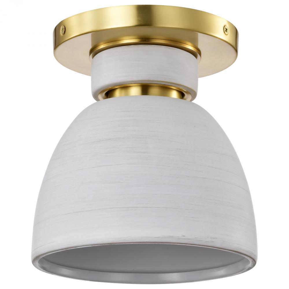 Collins; 8 Inch Flush Mount; Ceramic with Gold Accents